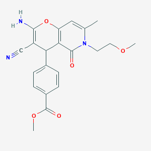 molecular formula C21H21N3O5 B6523259 methyl 4-[2-amino-3-cyano-6-(2-methoxyethyl)-7-methyl-5-oxo-4H,5H,6H-pyrano[3,2-c]pyridin-4-yl]benzoate CAS No. 883511-49-7