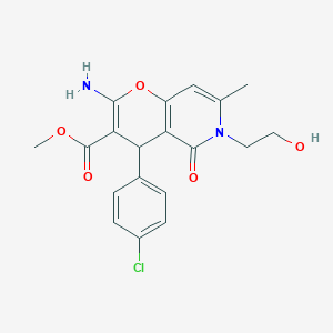 molecular formula C19H19ClN2O5 B6523267 methyl 2-amino-4-(4-chlorophenyl)-6-(2-hydroxyethyl)-7-methyl-5-oxo-4H,5H,6H-pyrano[3,2-c]pyridine-3-carboxylate CAS No. 884215-34-3
