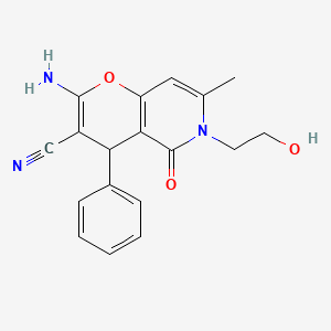 molecular formula C18H17N3O3 B6523270 2-amino-6-(2-hydroxyethyl)-7-methyl-5-oxo-4-phenyl-4H,5H,6H-pyrano[3,2-c]pyridine-3-carbonitrile CAS No. 884215-59-2