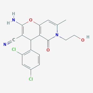 molecular formula C18H15Cl2N3O3 B6523275 2-amino-4-(2,4-dichlorophenyl)-6-(2-hydroxyethyl)-7-methyl-5-oxo-4H,5H,6H-pyrano[3,2-c]pyridine-3-carbonitrile CAS No. 884215-85-4