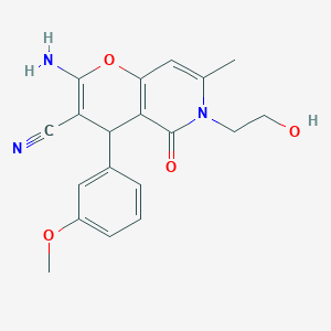 molecular formula C19H19N3O4 B6523294 2-amino-6-(2-hydroxyethyl)-4-(3-methoxyphenyl)-7-methyl-5-oxo-4H,5H,6H-pyrano[3,2-c]pyridine-3-carbonitrile CAS No. 884216-76-6