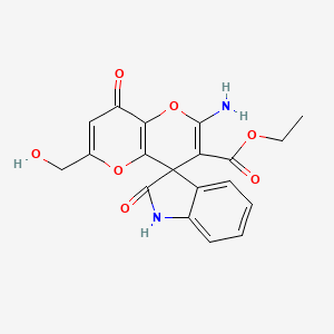 ethyl 2'-amino-6'-(hydroxymethyl)-2,8'-dioxo-1,2-dihydro-8'H-spiro[indole-3,4'-pyrano[3,2-b]pyran]-3'-carboxylate