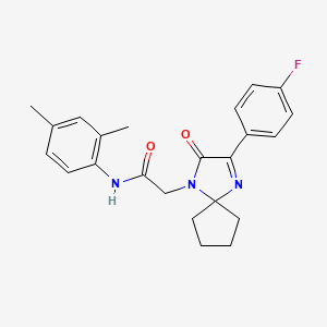 molecular formula C23H24FN3O2 B6523361 N-(2,4-dimethylphenyl)-2-[3-(4-fluorophenyl)-2-oxo-1,4-diazaspiro[4.4]non-3-en-1-yl]acetamide CAS No. 890825-16-8