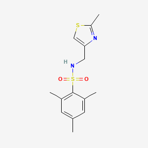 molecular formula C14H18N2O2S2 B6523375 2,4,6-trimethyl-N-[(2-methyl-1,3-thiazol-4-yl)methyl]benzene-1-sulfonamide CAS No. 852453-17-9