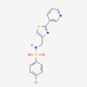 molecular formula C15H12ClN3O2S2 B6523391 4-chloro-N-{[2-(pyridin-3-yl)-1,3-thiazol-4-yl]methyl}benzene-1-sulfonamide CAS No. 890833-70-2