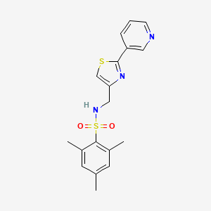 molecular formula C18H19N3O2S2 B6523393 2,4,6-trimethyl-N-{[2-(pyridin-3-yl)-1,3-thiazol-4-yl]methyl}benzene-1-sulfonamide CAS No. 863511-18-6