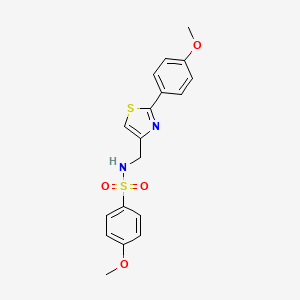 molecular formula C18H18N2O4S2 B6523396 4-methoxy-N-{[2-(4-methoxyphenyl)-1,3-thiazol-4-yl]methyl}benzene-1-sulfonamide CAS No. 863511-36-8