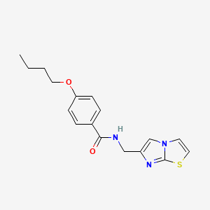 molecular formula C17H19N3O2S B6523400 4-butoxy-N-({imidazo[2,1-b][1,3]thiazol-6-yl}methyl)benzamide CAS No. 863587-11-5