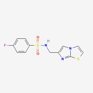 molecular formula C12H10FN3O2S2 B6523411 4-fluoro-N-({imidazo[2,1-b][1,3]thiazol-6-yl}methyl)benzene-1-sulfonamide CAS No. 852453-42-0