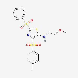 2-(benzenesulfonyl)-N-(2-methoxyethyl)-4-(4-methylbenzenesulfonyl)-1,3-thiazol-5-amine