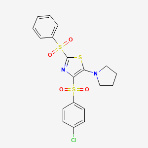 molecular formula C19H17ClN2O4S3 B6523465 2-(benzenesulfonyl)-4-(4-chlorobenzenesulfonyl)-5-(pyrrolidin-1-yl)-1,3-thiazole CAS No. 931727-20-7