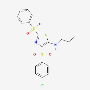 molecular formula C18H17ClN2O4S3 B6523473 2-(benzenesulfonyl)-4-(4-chlorobenzenesulfonyl)-N-propyl-1,3-thiazol-5-amine CAS No. 931943-73-6