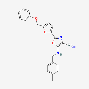 5-{[(4-methylphenyl)methyl]amino}-2-[5-(phenoxymethyl)furan-2-yl]-1,3-oxazole-4-carbonitrile