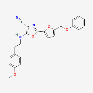 molecular formula C24H21N3O4 B6523490 5-{[2-(4-methoxyphenyl)ethyl]amino}-2-[5-(phenoxymethyl)furan-2-yl]-1,3-oxazole-4-carbonitrile CAS No. 931317-26-9