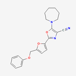 molecular formula C21H21N3O3 B6523496 5-(azepan-1-yl)-2-[5-(phenoxymethyl)furan-2-yl]-1,3-oxazole-4-carbonitrile CAS No. 931704-16-4
