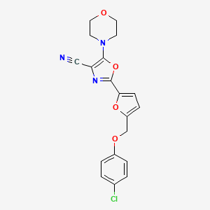 molecular formula C19H16ClN3O4 B6523508 2-{5-[(4-chlorophenoxy)methyl]furan-2-yl}-5-(morpholin-4-yl)-1,3-oxazole-4-carbonitrile CAS No. 931317-67-8