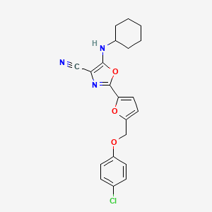 molecular formula C21H20ClN3O3 B6523520 2-{5-[(4-chlorophenoxy)methyl]furan-2-yl}-5-(cyclohexylamino)-1,3-oxazole-4-carbonitrile CAS No. 931317-85-0