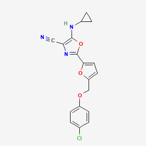 molecular formula C18H14ClN3O3 B6523524 2-{5-[(4-chlorophenoxy)methyl]furan-2-yl}-5-(cyclopropylamino)-1,3-oxazole-4-carbonitrile CAS No. 931317-76-9