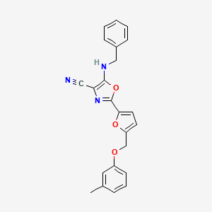 molecular formula C23H19N3O3 B6523528 5-(benzylamino)-2-{5-[(3-methylphenoxy)methyl]furan-2-yl}-1,3-oxazole-4-carbonitrile CAS No. 931317-91-8