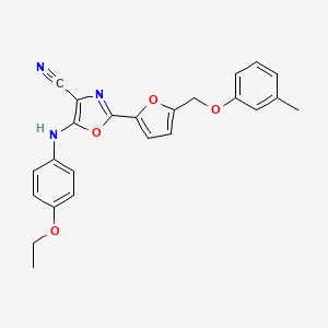 molecular formula C24H21N3O4 B6523536 5-[(4-ethoxyphenyl)amino]-2-{5-[(3-methylphenoxy)methyl]furan-2-yl}-1,3-oxazole-4-carbonitrile CAS No. 931968-46-6