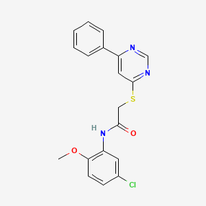molecular formula C19H16ClN3O2S B6523561 N-(5-chloro-2-methoxyphenyl)-2-[(6-phenylpyrimidin-4-yl)sulfanyl]acetamide CAS No. 933228-16-1