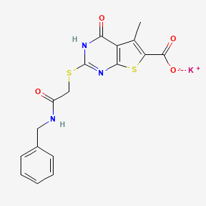 potassium 2-{[(benzylcarbamoyl)methyl]sulfanyl}-5-methyl-4-oxo-3H,4H-thieno[2,3-d]pyrimidine-6-carboxylate