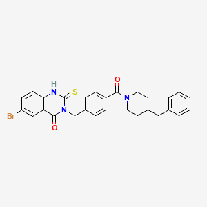 molecular formula C28H26BrN3O2S B6523649 3-{[4-(4-benzylpiperidine-1-carbonyl)phenyl]methyl}-6-bromo-2-sulfanylidene-1,2,3,4-tetrahydroquinazolin-4-one CAS No. 422287-45-4