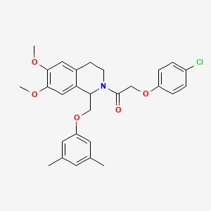 molecular formula C28H30ClNO5 B6523699 2-(4-chlorophenoxy)-1-{1-[(3,5-dimethylphenoxy)methyl]-6,7-dimethoxy-1,2,3,4-tetrahydroisoquinolin-2-yl}ethan-1-one CAS No. 680605-37-2