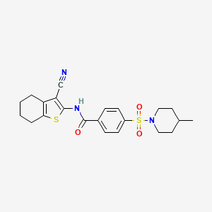 molecular formula C22H25N3O3S2 B6523701 N-(3-cyano-4,5,6,7-tetrahydro-1-benzothiophen-2-yl)-4-[(4-methylpiperidin-1-yl)sulfonyl]benzamide CAS No. 683765-36-8