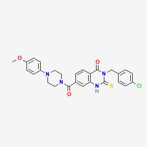 molecular formula C27H25ClN4O3S B6523729 3-[(4-chlorophenyl)methyl]-7-[4-(4-methoxyphenyl)piperazine-1-carbonyl]-2-sulfanylidene-1,2,3,4-tetrahydroquinazolin-4-one CAS No. 422530-53-8