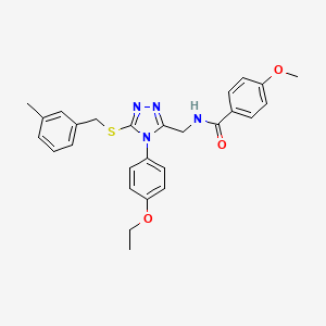 molecular formula C27H28N4O3S B6523735 N-{[4-(4-ethoxyphenyl)-5-{[(3-methylphenyl)methyl]sulfanyl}-4H-1,2,4-triazol-3-yl]methyl}-4-methoxybenzamide CAS No. 476434-71-6