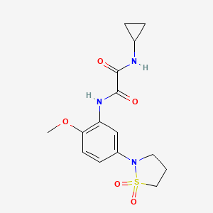 molecular formula C15H19N3O5S B6523753 N-cyclopropyl-N'-[5-(1,1-dioxo-1lambda6,2-thiazolidin-2-yl)-2-methoxyphenyl]ethanediamide CAS No. 1105229-57-9