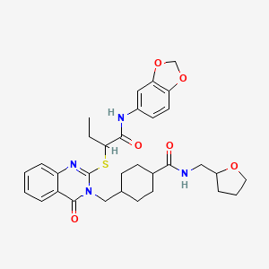 molecular formula C32H38N4O6S B6523765 4-{[2-({1-[(2H-1,3-benzodioxol-5-yl)carbamoyl]propyl}sulfanyl)-4-oxo-3,4-dihydroquinazolin-3-yl]methyl}-N-[(oxolan-2-yl)methyl]cyclohexane-1-carboxamide CAS No. 444184-77-4