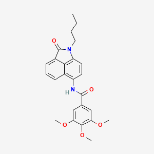 N-{2-butyl-3-oxo-2-azatricyclo[6.3.1.0^{4,12}]dodeca-1(11),4,6,8(12),9-pentaen-9-yl}-3,4,5-trimethoxybenzamide