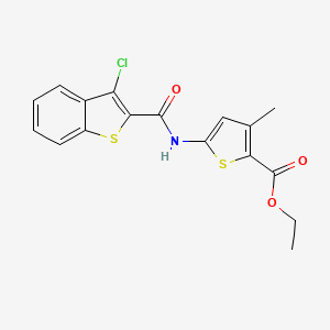 molecular formula C17H14ClNO3S2 B6523791 ethyl 5-(3-chloro-1-benzothiophene-2-amido)-3-methylthiophene-2-carboxylate CAS No. 477567-93-4