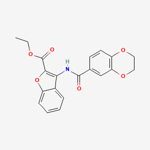 molecular formula C20H17NO6 B6523796 ethyl 3-(2,3-dihydro-1,4-benzodioxine-6-amido)-1-benzofuran-2-carboxylate CAS No. 477556-47-1