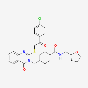 4-[(2-{[2-(4-chlorophenyl)-2-oxoethyl]sulfanyl}-4-oxo-3,4-dihydroquinazolin-3-yl)methyl]-N-[(oxolan-2-yl)methyl]cyclohexane-1-carboxamide
