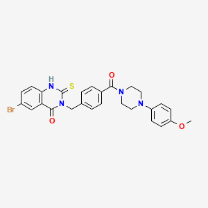 molecular formula C27H25BrN4O3S B6523820 6-bromo-3-({4-[4-(4-methoxyphenyl)piperazine-1-carbonyl]phenyl}methyl)-2-sulfanylidene-1,2,3,4-tetrahydroquinazolin-4-one CAS No. 422287-51-2