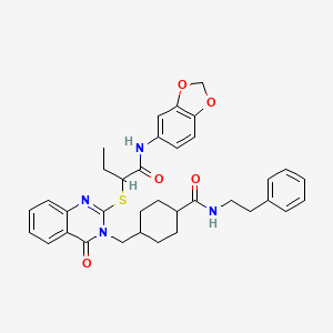 4-{[2-({1-[(2H-1,3-benzodioxol-5-yl)carbamoyl]propyl}sulfanyl)-4-oxo-3,4-dihydroquinazolin-3-yl]methyl}-N-(2-phenylethyl)cyclohexane-1-carboxamide