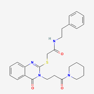 molecular formula C26H30N4O3S B6523831 2-({4-oxo-3-[3-oxo-3-(piperidin-1-yl)propyl]-3,4-dihydroquinazolin-2-yl}sulfanyl)-N-(2-phenylethyl)acetamide CAS No. 451464-45-2