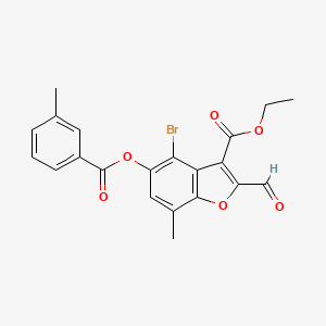 molecular formula C21H17BrO6 B6523837 ethyl 4-bromo-2-formyl-7-methyl-5-(3-methylbenzoyloxy)-1-benzofuran-3-carboxylate CAS No. 6176-66-5