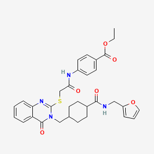 ethyl 4-[2-({3-[(4-{[(furan-2-yl)methyl]carbamoyl}cyclohexyl)methyl]-4-oxo-3,4-dihydroquinazolin-2-yl}sulfanyl)acetamido]benzoate
