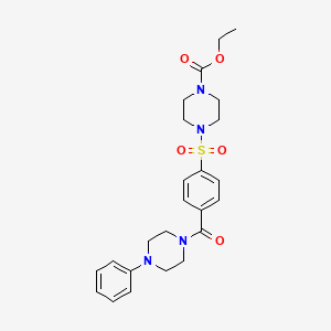 molecular formula C24H30N4O5S B6523947 ethyl 4-[4-(4-phenylpiperazine-1-carbonyl)benzenesulfonyl]piperazine-1-carboxylate CAS No. 399001-42-4