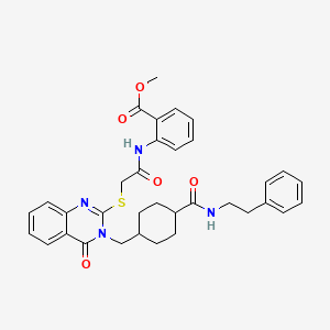 molecular formula C34H36N4O5S B6523982 methyl 2-(2-{[4-oxo-3-({4-[(2-phenylethyl)carbamoyl]cyclohexyl}methyl)-3,4-dihydroquinazolin-2-yl]sulfanyl}acetamido)benzoate CAS No. 422292-33-9