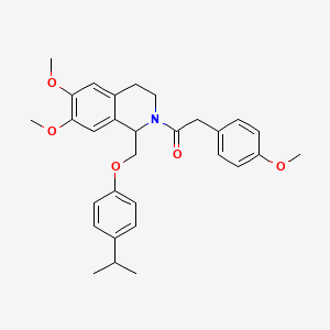 1-(6,7-dimethoxy-1-{[4-(propan-2-yl)phenoxy]methyl}-1,2,3,4-tetrahydroisoquinolin-2-yl)-2-(4-methoxyphenyl)ethan-1-one