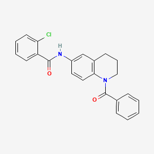 molecular formula C23H19ClN2O2 B6524013 N-(1-benzoyl-1,2,3,4-tetrahydroquinolin-6-yl)-2-chlorobenzamide CAS No. 664369-65-7