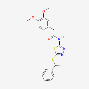 molecular formula C20H21N3O3S2 B6524016 2-(3,4-dimethoxyphenyl)-N-{5-[(1-phenylethyl)sulfanyl]-1,3,4-thiadiazol-2-yl}acetamide CAS No. 477216-13-0
