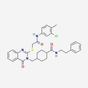 molecular formula C33H35ClN4O3S B6524074 4-{[2-({[(3-chloro-4-methylphenyl)carbamoyl]methyl}sulfanyl)-4-oxo-3,4-dihydroquinazolin-3-yl]methyl}-N-(2-phenylethyl)cyclohexane-1-carboxamide CAS No. 422292-23-7