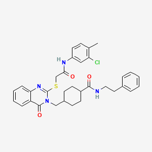 4-{[2-({[(3-chloro-4-methylphenyl)carbamoyl]methyl}sulfanyl)-4-oxo-3,4-dihydroquinazolin-3-yl]methyl}-N-(2-phenylethyl)cyclohexane-1-carboxamide