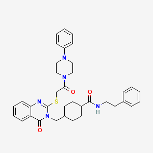 4-[(4-oxo-2-{[2-oxo-2-(4-phenylpiperazin-1-yl)ethyl]sulfanyl}-3,4-dihydroquinazolin-3-yl)methyl]-N-(2-phenylethyl)cyclohexane-1-carboxamide